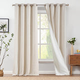 jinchan Linen Beige Curtains 96 Inch Long for Living Room Bedroom Farmhouse G...