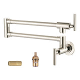 WOWOW Pot Filler Faucet Polished Nickel Commercial Wall Mount Stove Faucet, B...