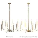 LALUZ Antique Gold Chandelier, Modern Farmhouse Light Fixture for Dining Room...