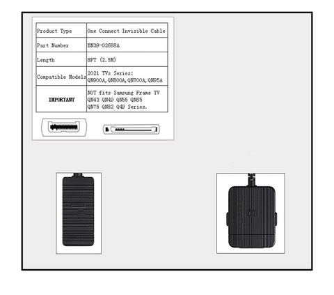 One Invisible Connection Cable for Samsung Neo QLED 8K Smart TV Model 8.2FT