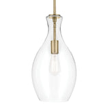 KICHLER Everly 17.75" 1-Light Bell Pendant with Clear Seeded Glass in Brushed...