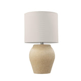 Globe Electric 61000046 15" Ceramic Table Lamp, Matte Black, Wood Toned Base,...