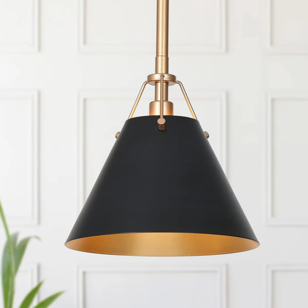 Uolfin Modern Pendant Light Fixtures, 1-Light Black and Gold Farmhouse Pendan...