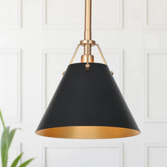 Uolfin Modern Pendant Light Fixtures, 1-Light Black and Gold Farmhouse Pendan...