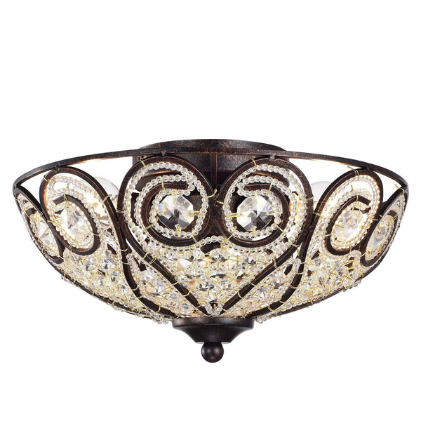 Warehouse of Tiffany CM069RB/3 Ceslee 3-Light Rustic Bronze Flushmount Ceilin...