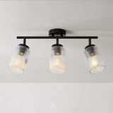 Globe Electric 64000044 3-Light Track Lighting, Ribbed Glass Shades, Matte Bl...