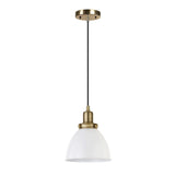 Henn&Hart 8" Wide Pendant with Metal Shade in Cloud White/Gold, for Home, Liv...