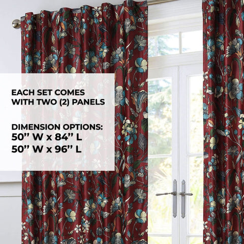 Tribeca Living Luxury Printed Velvet Room Darkening Window Curtains - 50 x 96...