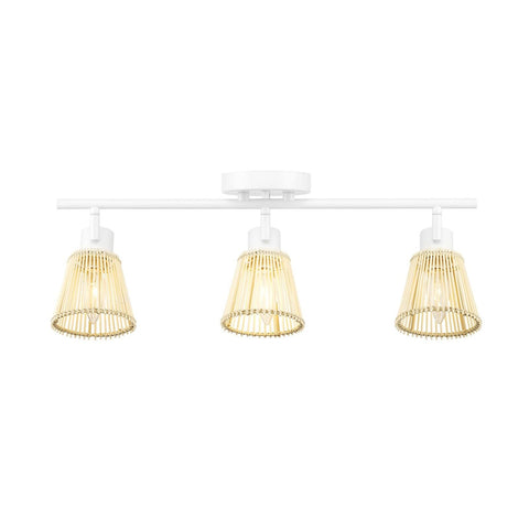 Globe Electric 64000043 3-Light Track Lighting, Matte White, Bamboo Shades, C...