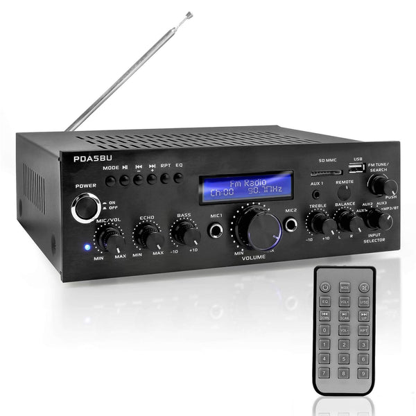 Pyle Wireless Bluetooth Power Amplifier-200 Watt Audio Stereo Receiver w/USB ...