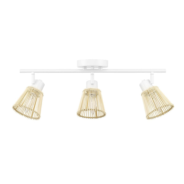 Globe Electric 64000043 3-Light Track Lighting, Matte White, Bamboo Shades, C...