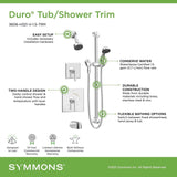 Symmons 3606-H321-V-1.5-TRM Duro 2-Handle Tub and 1-Spray Shower Trim with 1-...