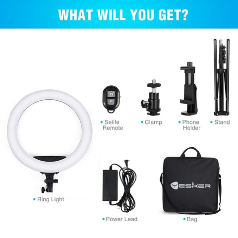 Ring Light 18 Inch LED Ringlight Kit with 73 inch Tripod Stand with Phone Hol...