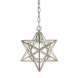 JONATHAN Y JYL9072C Stella 12" Moravian Star Metal/Clear Glass LED Pendant, C...