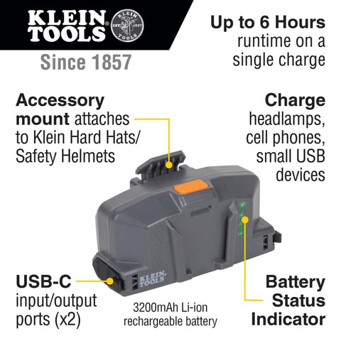 Klein Tools 60155 Portable Cooling Fan for Hard Hats and Safety Helmets, Powe...