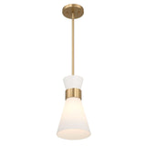 Kit - Modern Minimalist Tapered Opal Glass and Metal Ceiling Light, White and...