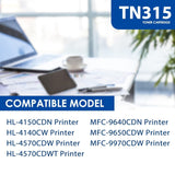 TN-315 BK/C/M/Y High Yield Toner Cartridge 4 Pack Compatible Replacement for ...