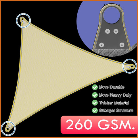 ColourTree Super Ring 22' x 22' x 22' Black Triangle Sun Shade Sail, Commerci...