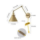 Gold Wall Sconce Lighting, Plug in or Hardwired Swing Arm Wall Lamp, Adjustab...