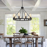 Black Wagon Wheel Chandelier, 10 Lights Farmhouse Ceiling Hanging Chandeliers...