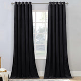 StangH Black Blackout Curtain Panels for Living Room Velvet Grommet Heat Insu...