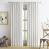 MAIHER 102 Inches Long Full Blackout White Pinched Pleat Linen Curtains, Extr...