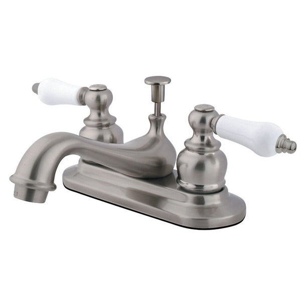 Kingston Brass KB608PL Restoration 4-Inch Centerset Lavatory Faucet with Porc...