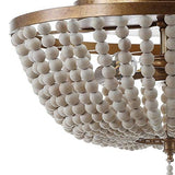 JONATHAN Y JYL9019A Allison 15" Wood Beaded/Metal LED Flush Antique Gold