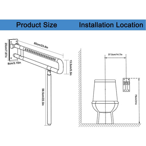 Foldable Toilet Grab Bar,Flip Up Handicap Grab Bar Non-Slip Nylon Stainless S...