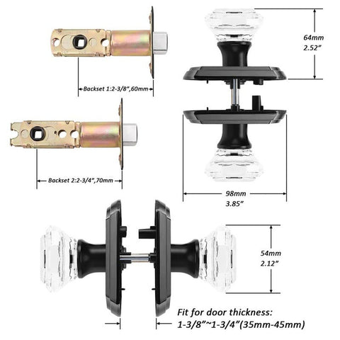 Orger Passage Door Knobs for Hallway and Closet, Glass Door Handles with Non-...