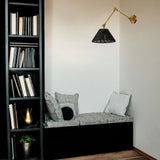Creative Co-Op Coastal Adjustable Wall Sconce with Black Rattan Shade, Antiqu...