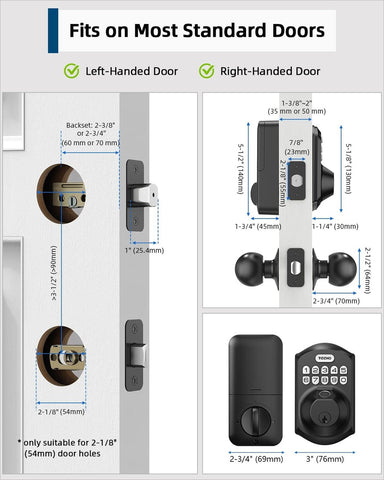 TEEHO Fingerprint Keyless Entry Door Lock - Keypad Deadbolt with Handle - Aut...