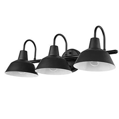 Globe Electric 65554 3-Light Vanity Light, Matte Black, White Barnyard