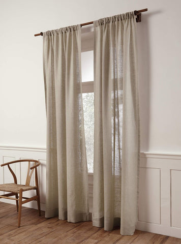 Solino Home 100% Pure Linen Sheer Curtain 132 Inches Long &#8211; European Flax