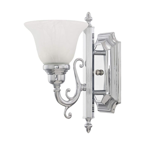 Livex Lighting 1281-05 Bath Vanity with White Alabaster Glass Shades, Chrome