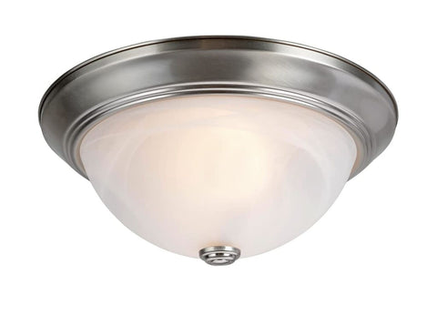 Aspen Creative 63014-1A, 2-Light Flush Mount in Brushed Nickel Finish with Wh...