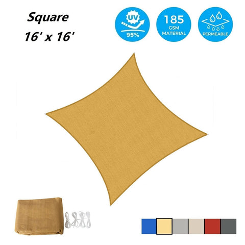 AsterOutdoor Sun Shade Sail Rectangle 16' x 16' UV Block Canopy for Patio Bac...