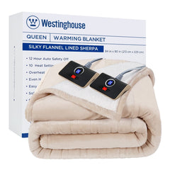 Westinghouse Heated Blanket Queen Size, Soft Flannel to Sherpa Electric Blank...