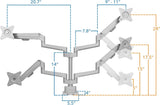 Mount-It! Dual Monitor Desk Mount | Pole Mounted Gas Spring Silver