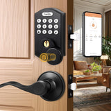 1 Pack Keyless Entry Door Lock Deadbolt with Handle Set, Smart Fingerprint Fr...