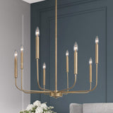 LALUZ Antique Gold Chandelier, Modern Farmhouse Light Fixture for Dining Room...