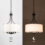 LALUZ Drum Lighting Chandelier, Farmhouse Chandeliers for Dining Room, Kitche...