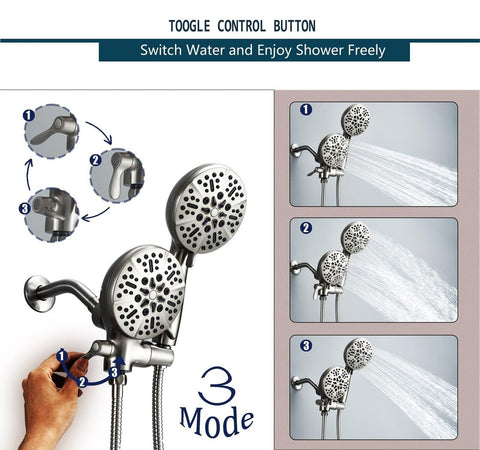 Shower Faucet Set with Valve, High Pressure 3-way Water Diverter Shower Trim ...