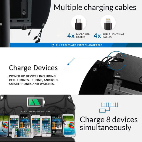 ChargeTech Wall Mounted Mobile Device Charging Station with 4 Apple Compatibl...