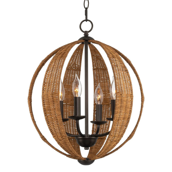 Kira Home Kendall 20" 4-Light Modern Rustic Armillary Round Pendant Chandelie...