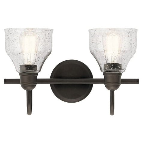 Kichler Avery 14.75" 2 Light Vanity Light with Clear Seeded Glass in Olde Bro...