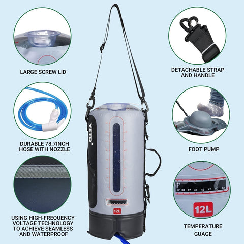 YETO 12L/3.17 Gallons Portable Camping Shower Portable Shower for Camping Cam...