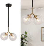 KSANA Black and Gold Pendant Lights, Modern 2-Light Globe Chandelier Lighting...