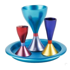 Yair Emanuel 4 Piece Anodized Havdalah Set - Multi Color