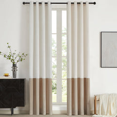 BULBUL Color Block Window Curtains Panels 96 inches Long Cream Ivory Champagn...